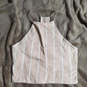 Striped cream halter crop top- Pacsun